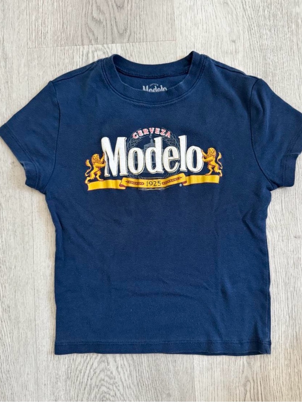 ModelCo Navy Blue Short Sleeve Kids Tee with Gold Logo
